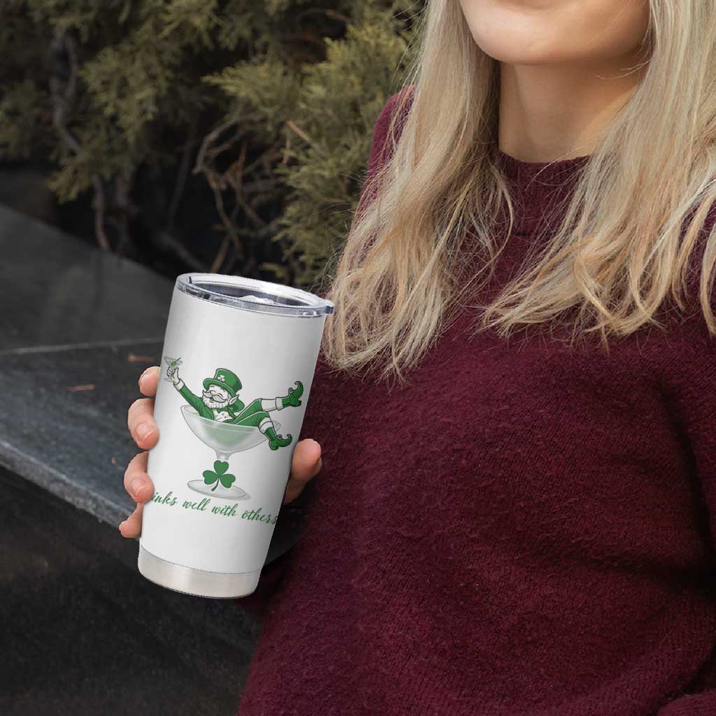 Drink Well With Others Tumbler Cup Funny Leprechaun Drinking Green Beer Shamrock