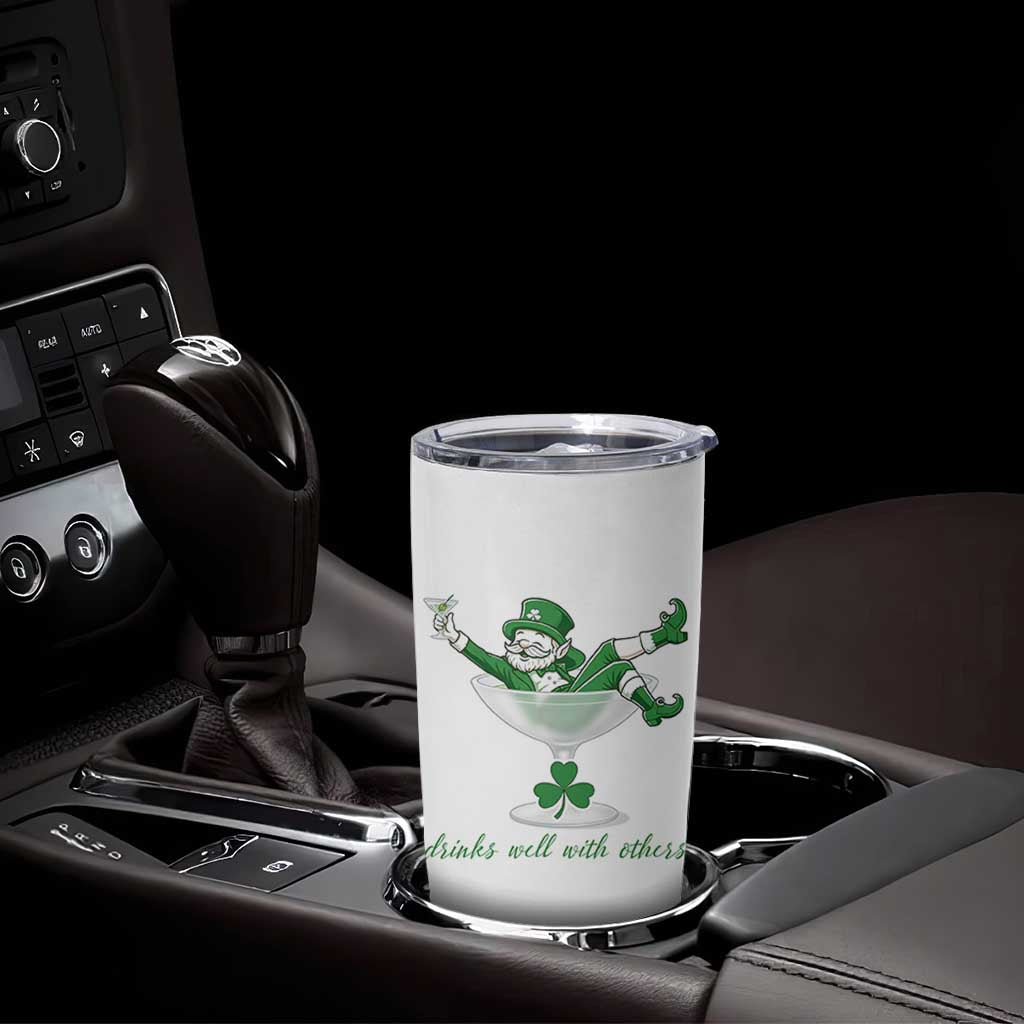 Drink Well With Others Tumbler Cup Funny Leprechaun Drinking Green Beer Shamrock