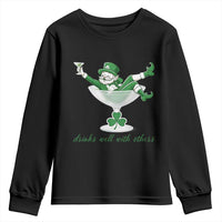 Drink Well With Others Youth Sweatshirt Funny Leprechaun Drinking Green Beer Shamrock