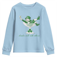 Drink Well With Others Youth Sweatshirt Funny Leprechaun Drinking Green Beer Shamrock