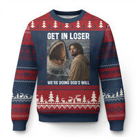 Get In Loser We're Doing God's Will Ugly Christmas Sweater Funny Christian Quote