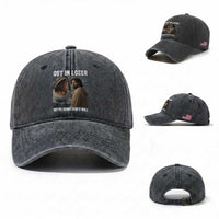 Get In Loser We're Doing God's Will Washed Cotton Baseball Cap Funny Christian Quote