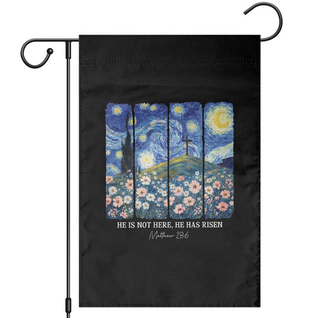 He is Risen Garden Flag Christian Easter Starry Night Van Gogh