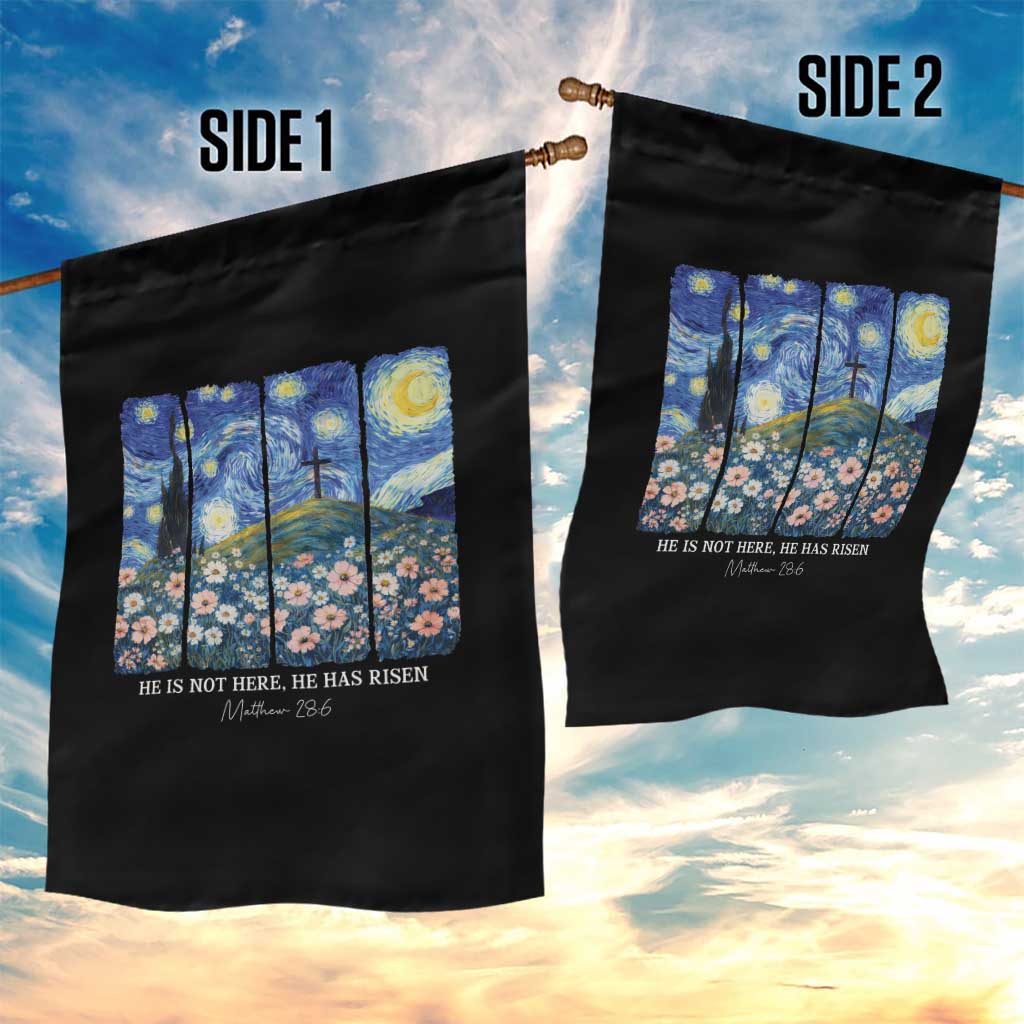 He is Risen Garden Flag Christian Easter Starry Night Van Gogh