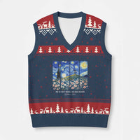 He is Risen V-Neck Knit Sweater Vest Christian Easter Starry Night Van Gogh