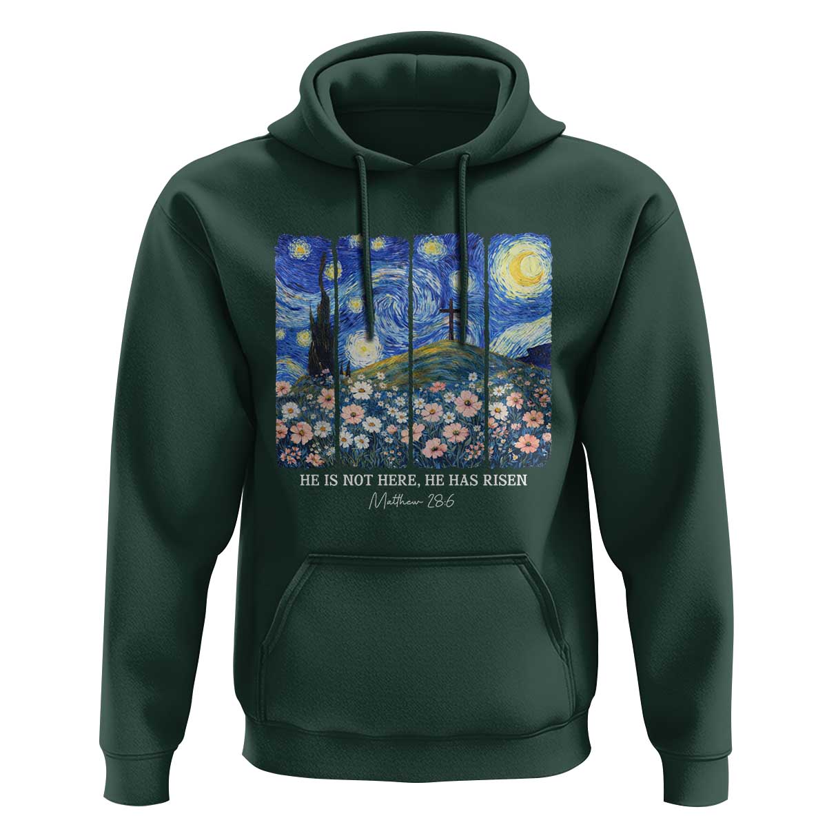 He is Risen Hoodie Christian Easter Starry Night Van Gogh