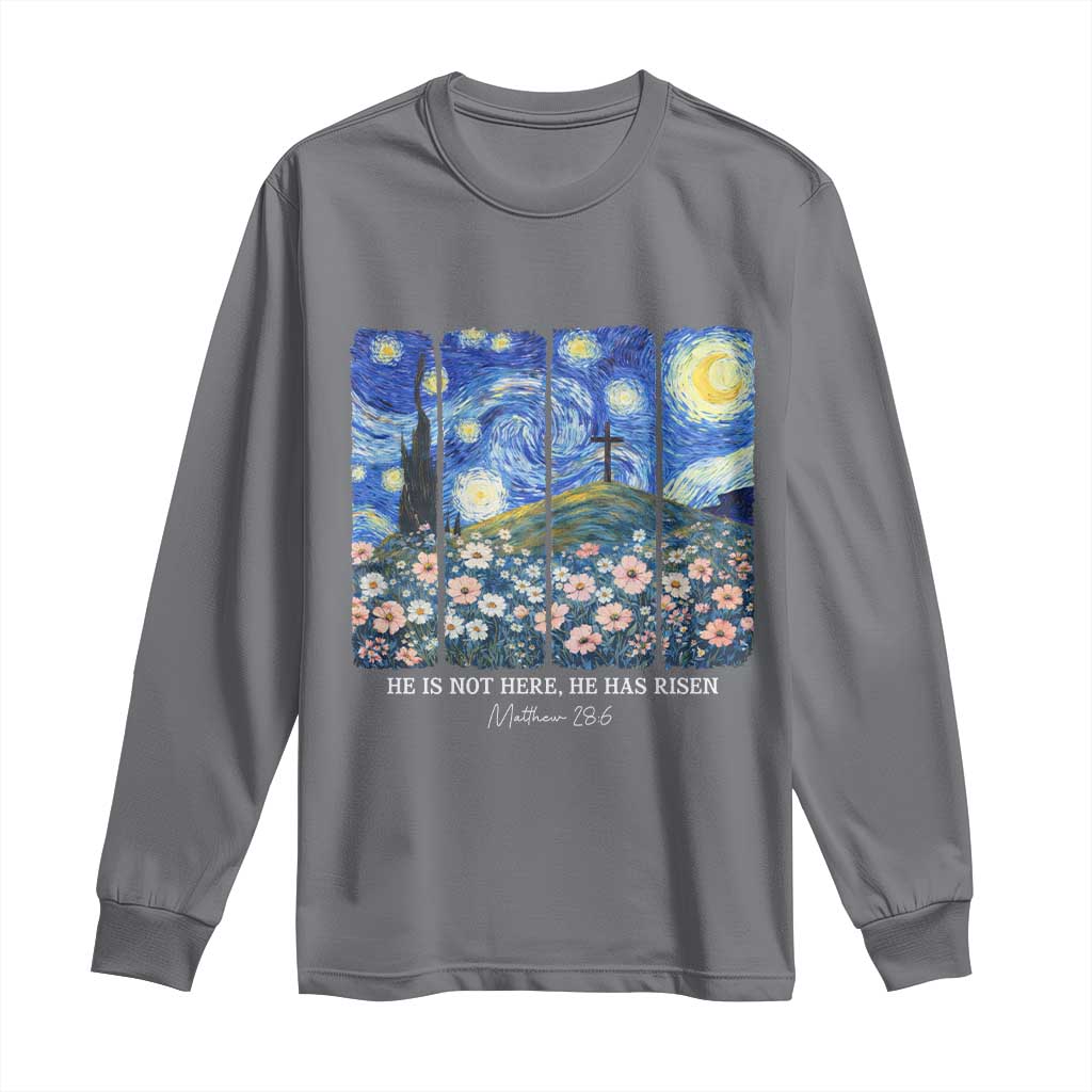 He is Risen Long Sleeve Shirt Christian Easter Starry Night Van Gogh