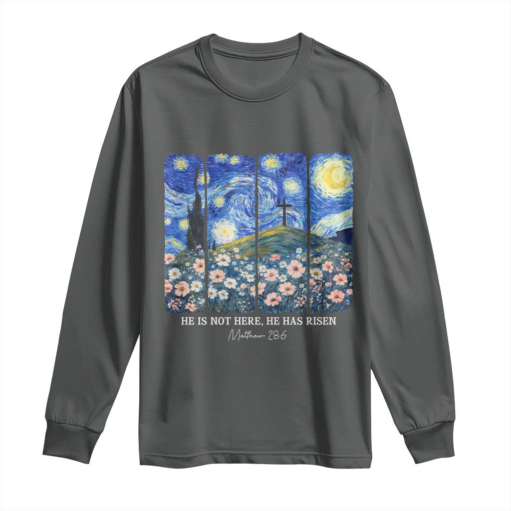 He is Risen Long Sleeve Shirt Christian Easter Starry Night Van Gogh