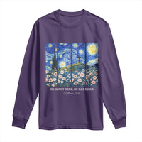 He is Risen Long Sleeve Shirt Christian Easter Starry Night Van Gogh