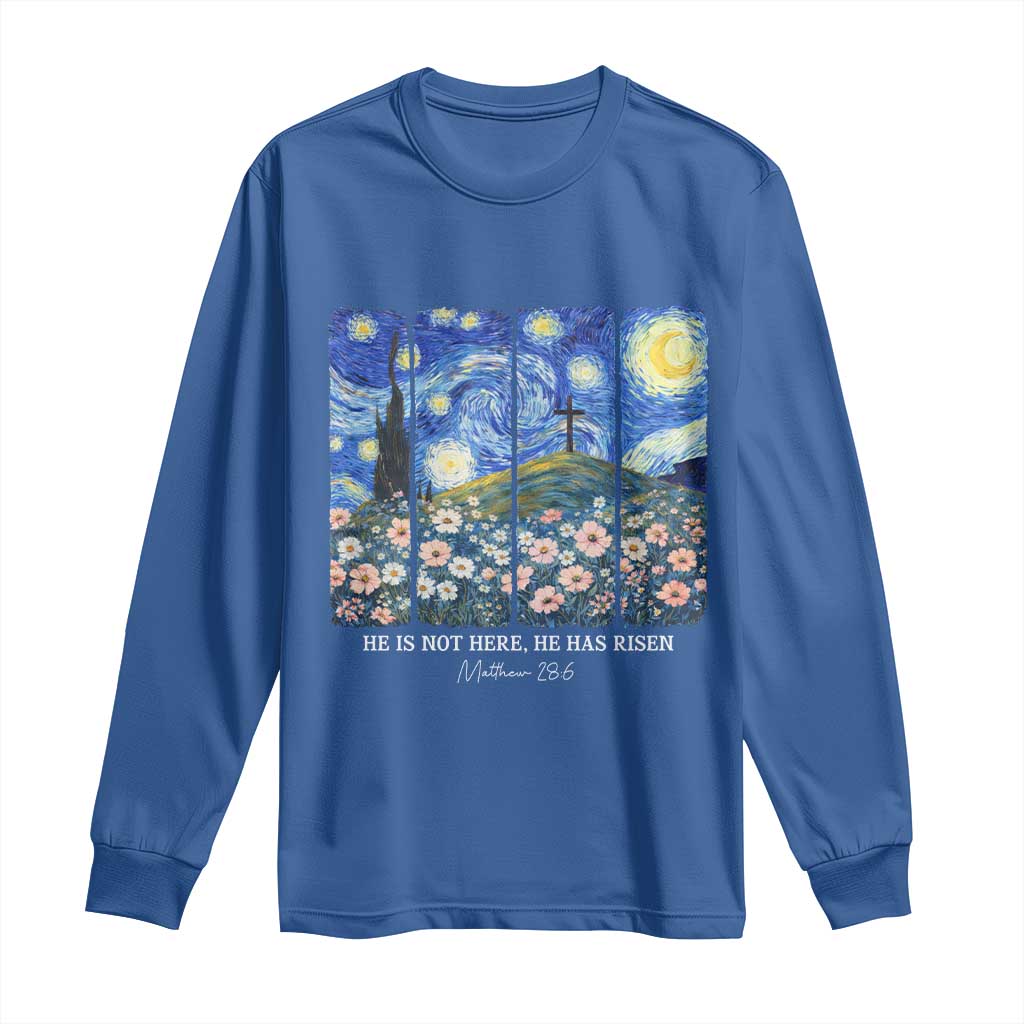 He is Risen Long Sleeve Shirt Christian Easter Starry Night Van Gogh