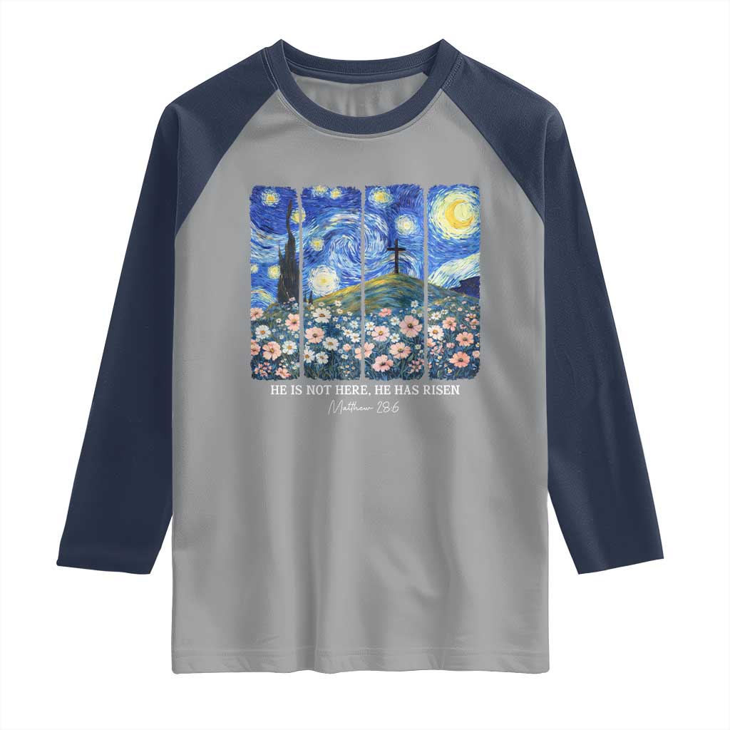 He is Risen Raglan Shirt Christian Easter Starry Night Van Gogh