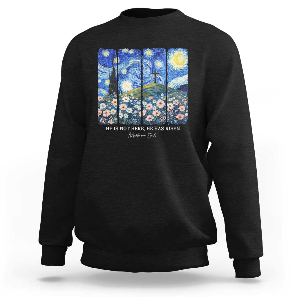 He is Risen Sweatshirt Christian Easter Starry Night Van Gogh