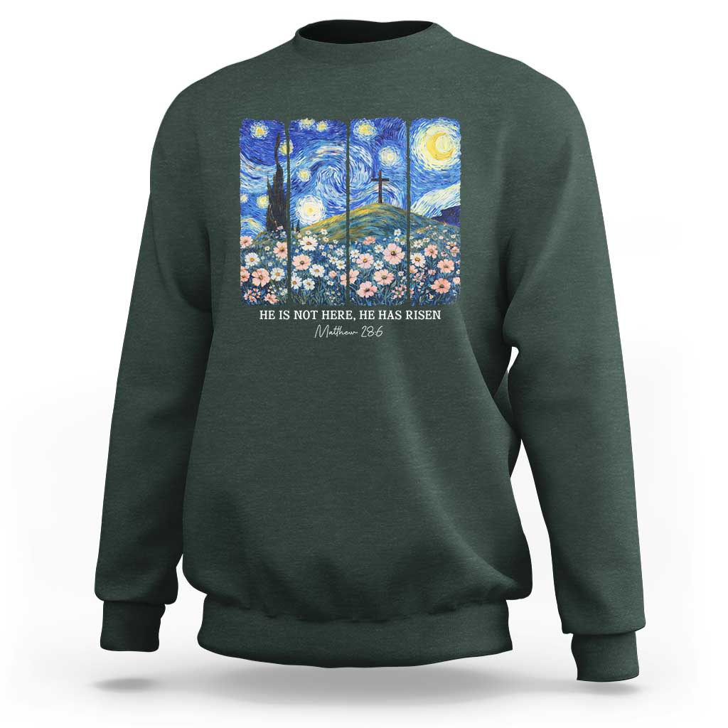 He is Risen Sweatshirt Christian Easter Starry Night Van Gogh