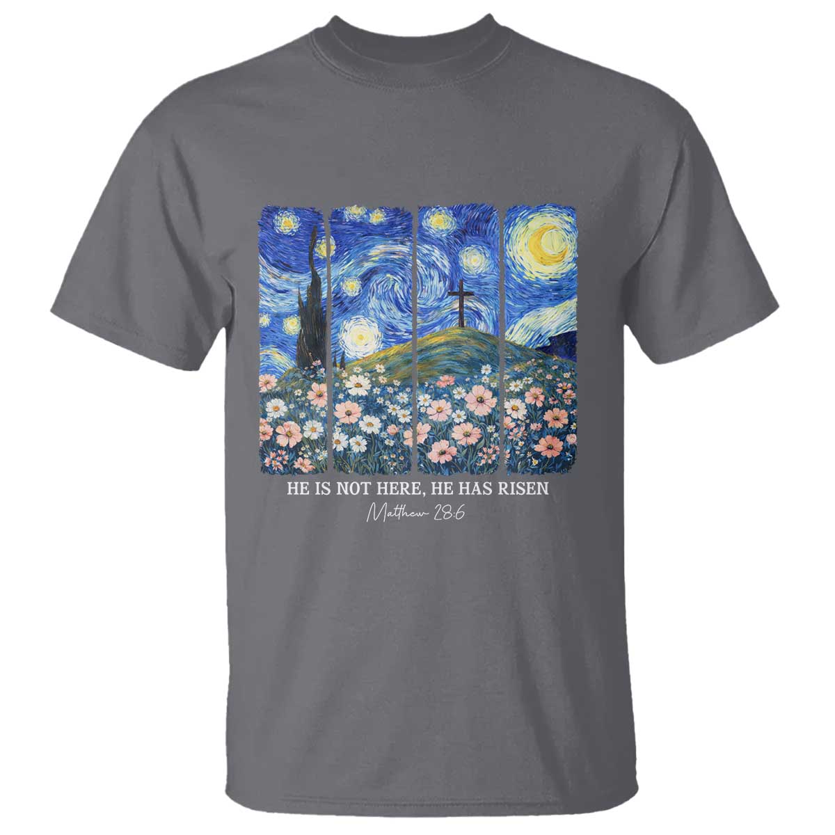 He is Risen T Shirt Christian Easter Starry Night Van Gogh