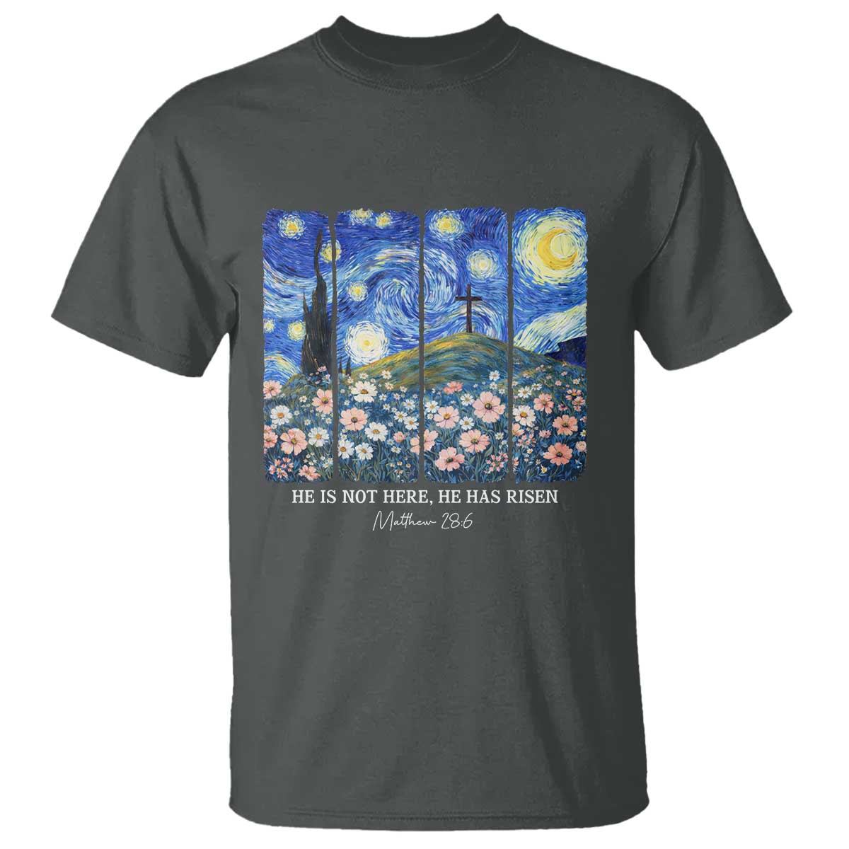 He is Risen T Shirt Christian Easter Starry Night Van Gogh