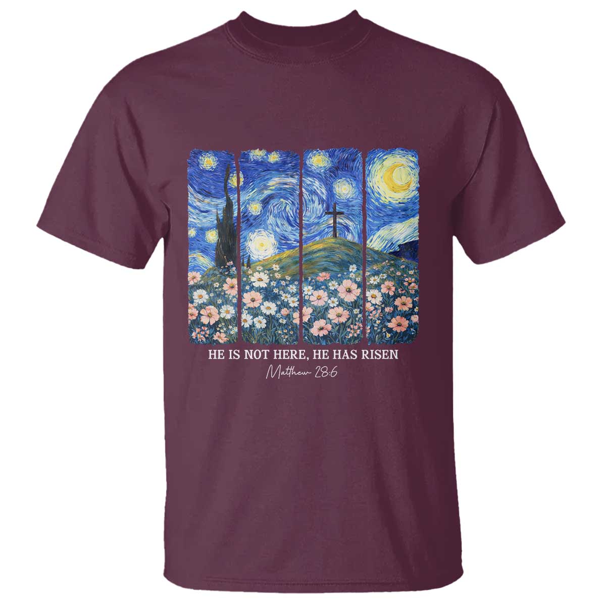 He is Risen T Shirt Christian Easter Starry Night Van Gogh