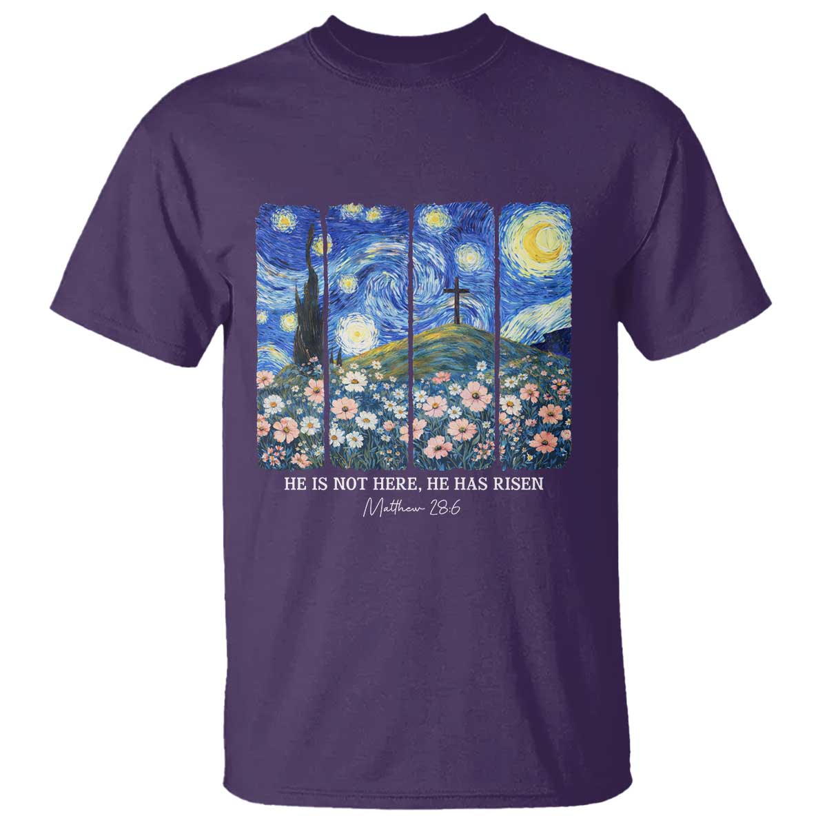 He is Risen T Shirt Christian Easter Starry Night Van Gogh