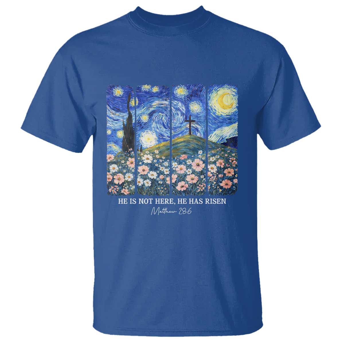 He is Risen T Shirt Christian Easter Starry Night Van Gogh