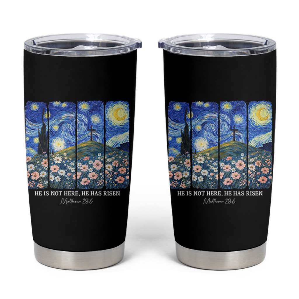He is Risen Tumbler Cup Christian Easter Starry Night Van Gogh
