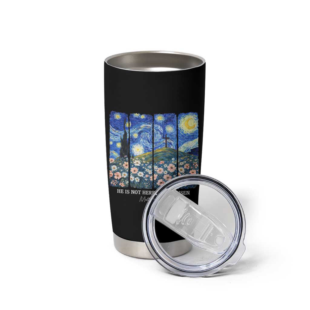 He is Risen Tumbler Cup Christian Easter Starry Night Van Gogh