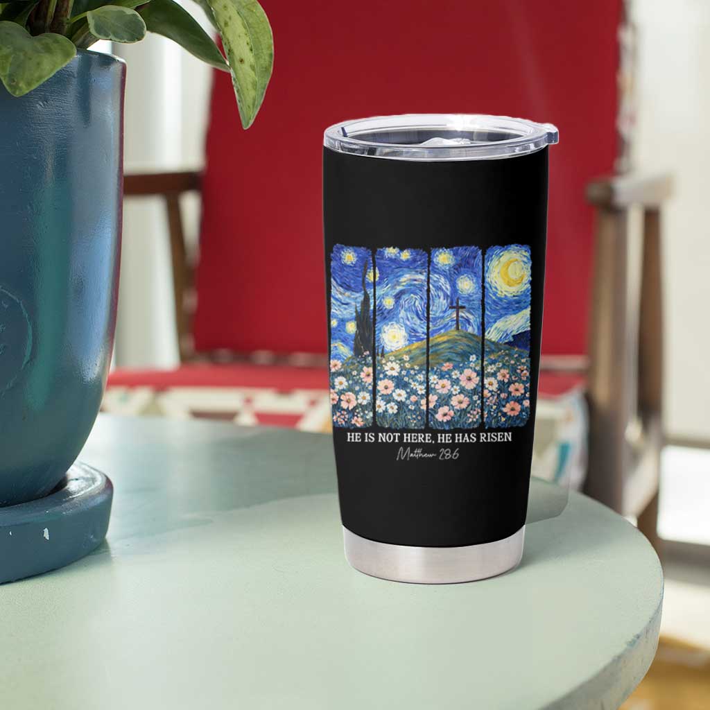He is Risen Tumbler Cup Christian Easter Starry Night Van Gogh