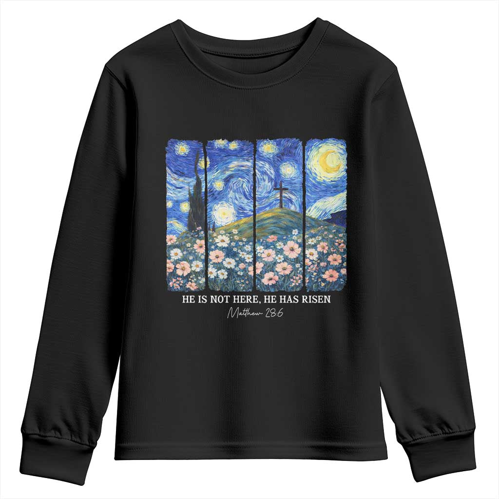 He is Risen Youth Sweatshirt Christian Easter Starry Night Van Gogh