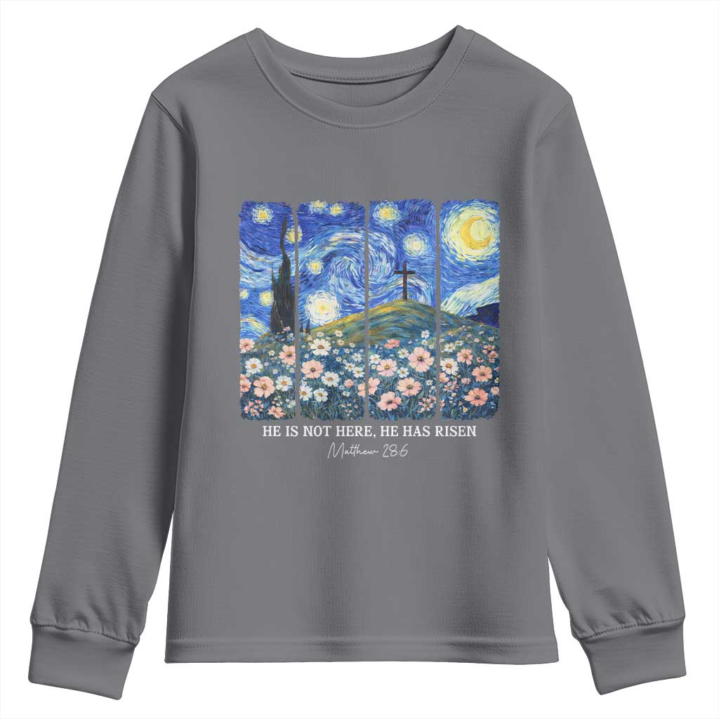 He is Risen Youth Sweatshirt Christian Easter Starry Night Van Gogh