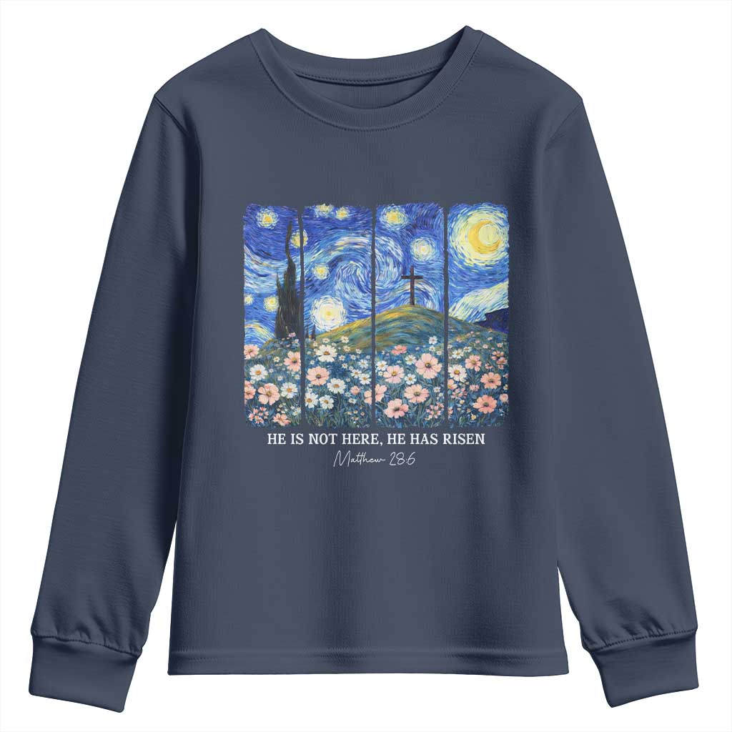 He is Risen Youth Sweatshirt Christian Easter Starry Night Van Gogh