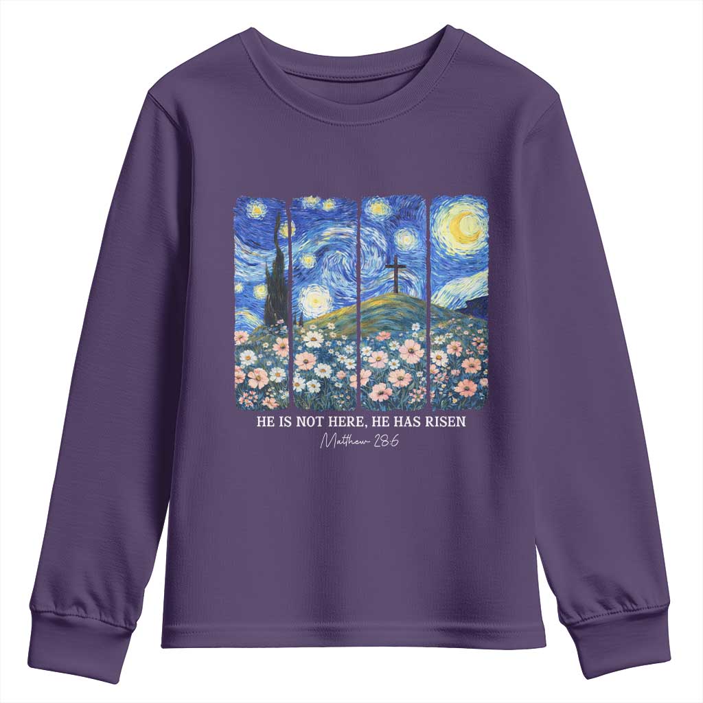 He is Risen Youth Sweatshirt Christian Easter Starry Night Van Gogh