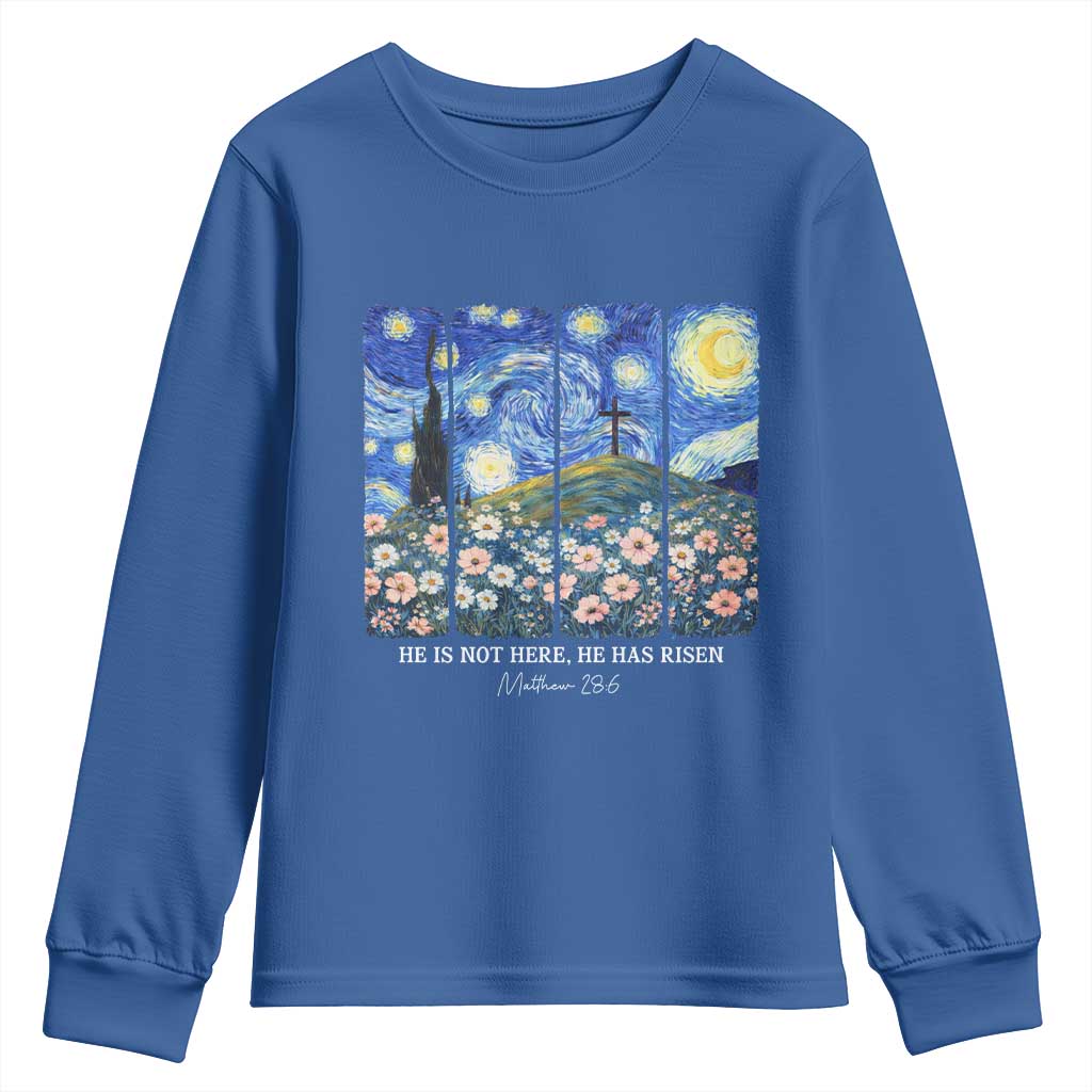 He is Risen Youth Sweatshirt Christian Easter Starry Night Van Gogh