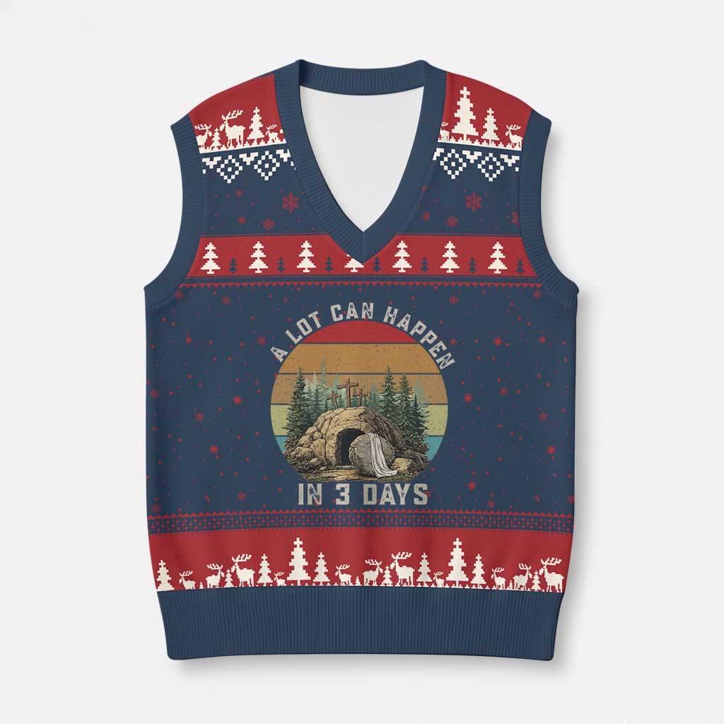 A Lot Can Happen in 3 Days V-Neck Knit Sweater Vest Christian Easter