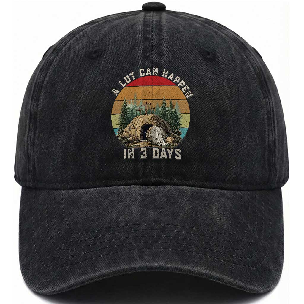 A Lot Can Happen in 3 Days Washed Cotton Baseball Cap Christian Easter
