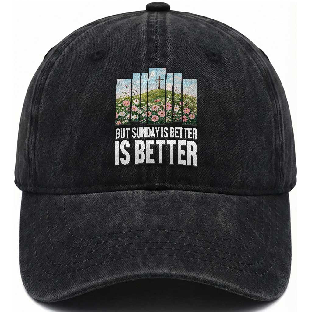 Friday is Good Sunday is Better Washed Cotton Baseball Cap Christian Easter