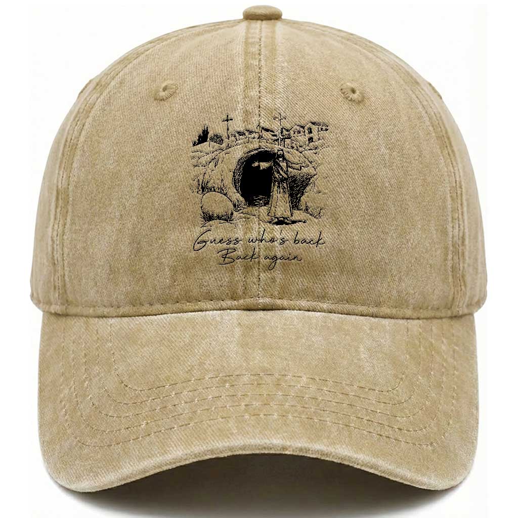 Guess Who's Back Back Again Washed Cotton Baseball Cap Funny Easter Jesus Christian