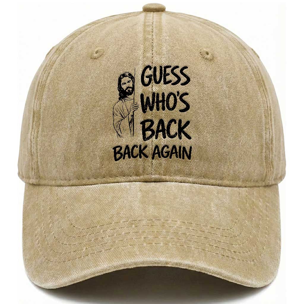 Funny Easter Jesus Washed Cotton Baseball Cap Guess Who's Back Back Again