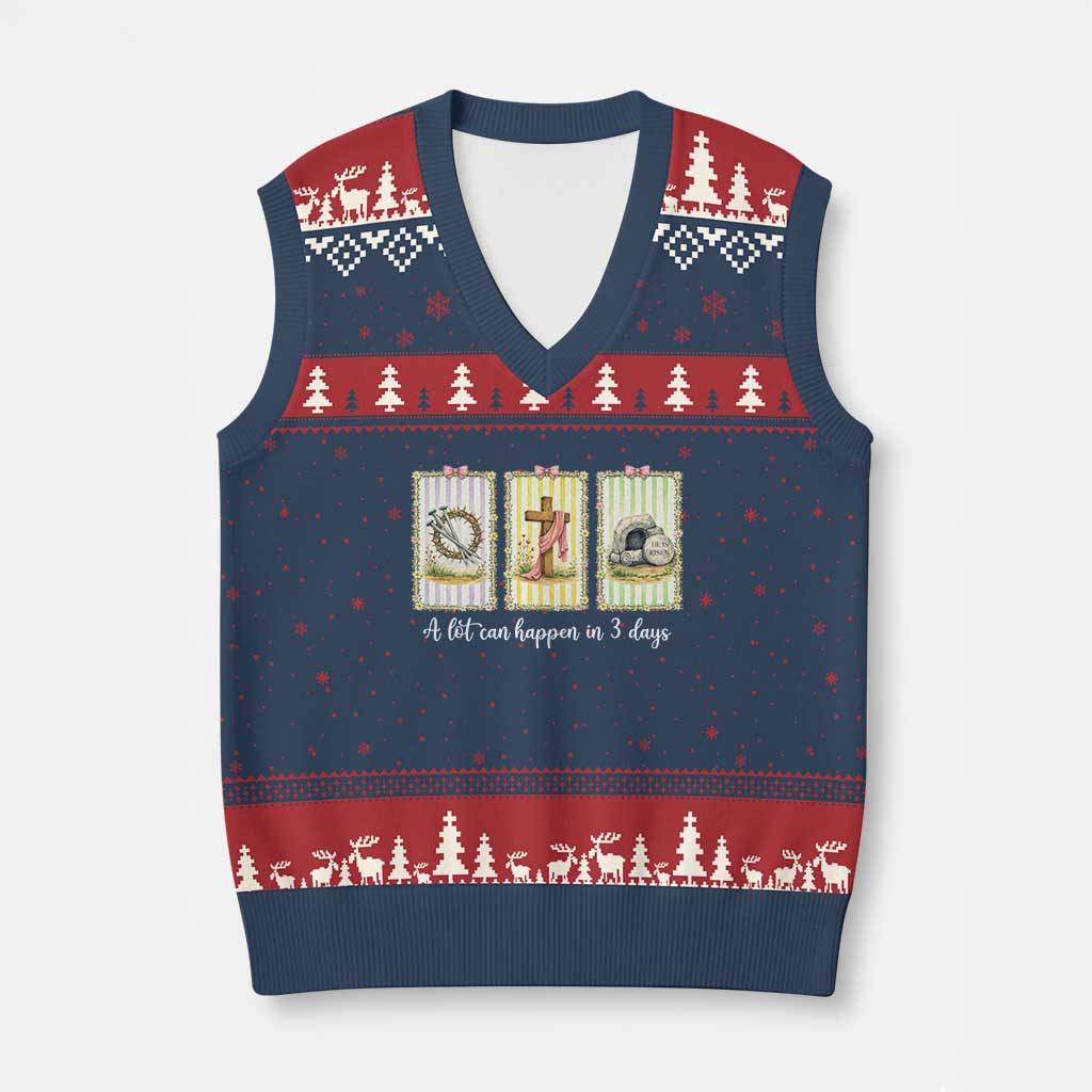 A Lot Can Happen in 3 Days V-Neck Knit Sweater Vest Christian Jesus Easter
