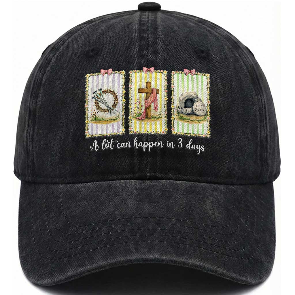 A Lot Can Happen in 3 Days Washed Cotton Baseball Cap Christian Jesus Easter