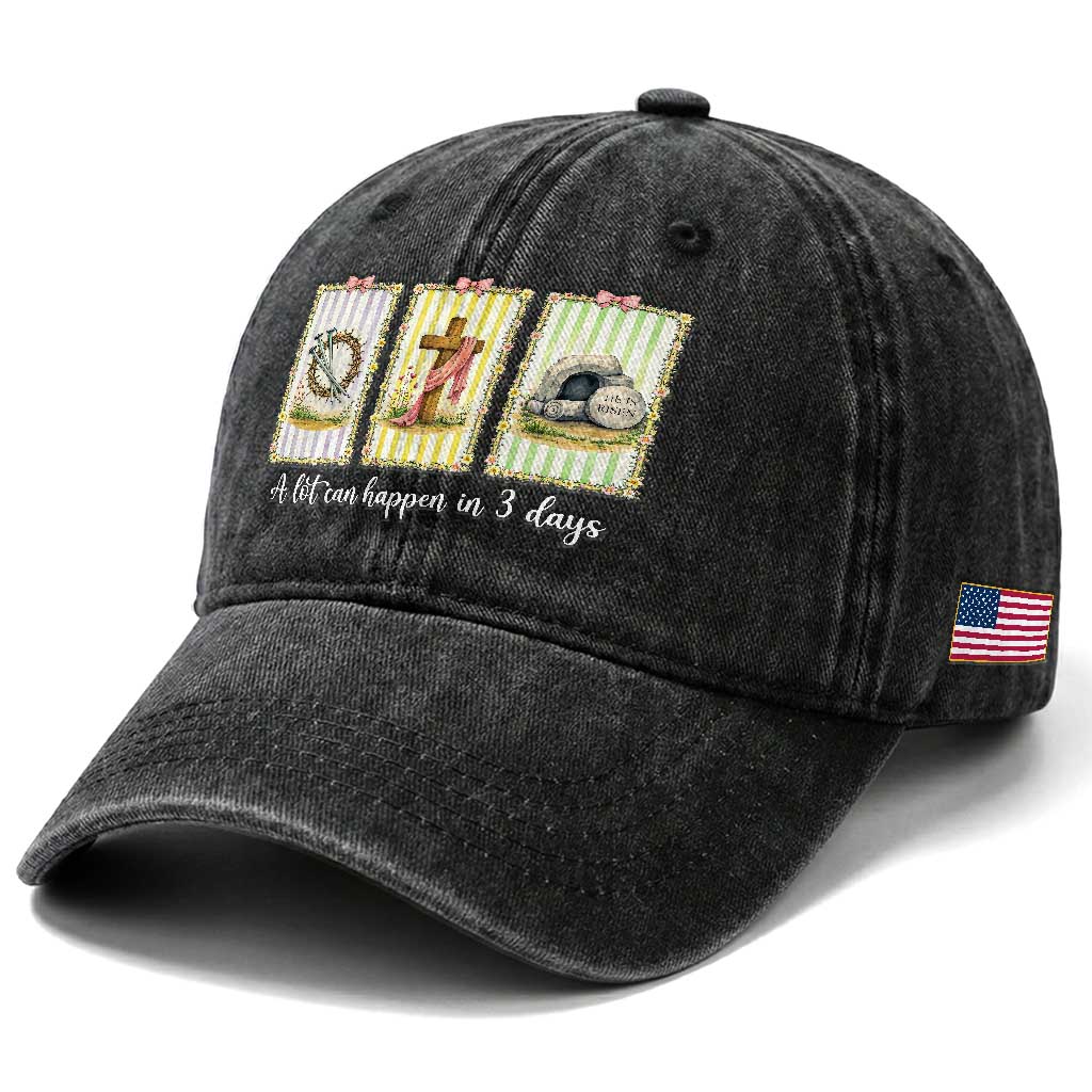 A Lot Can Happen in 3 Days Washed Cotton Baseball Cap Christian Jesus Easter