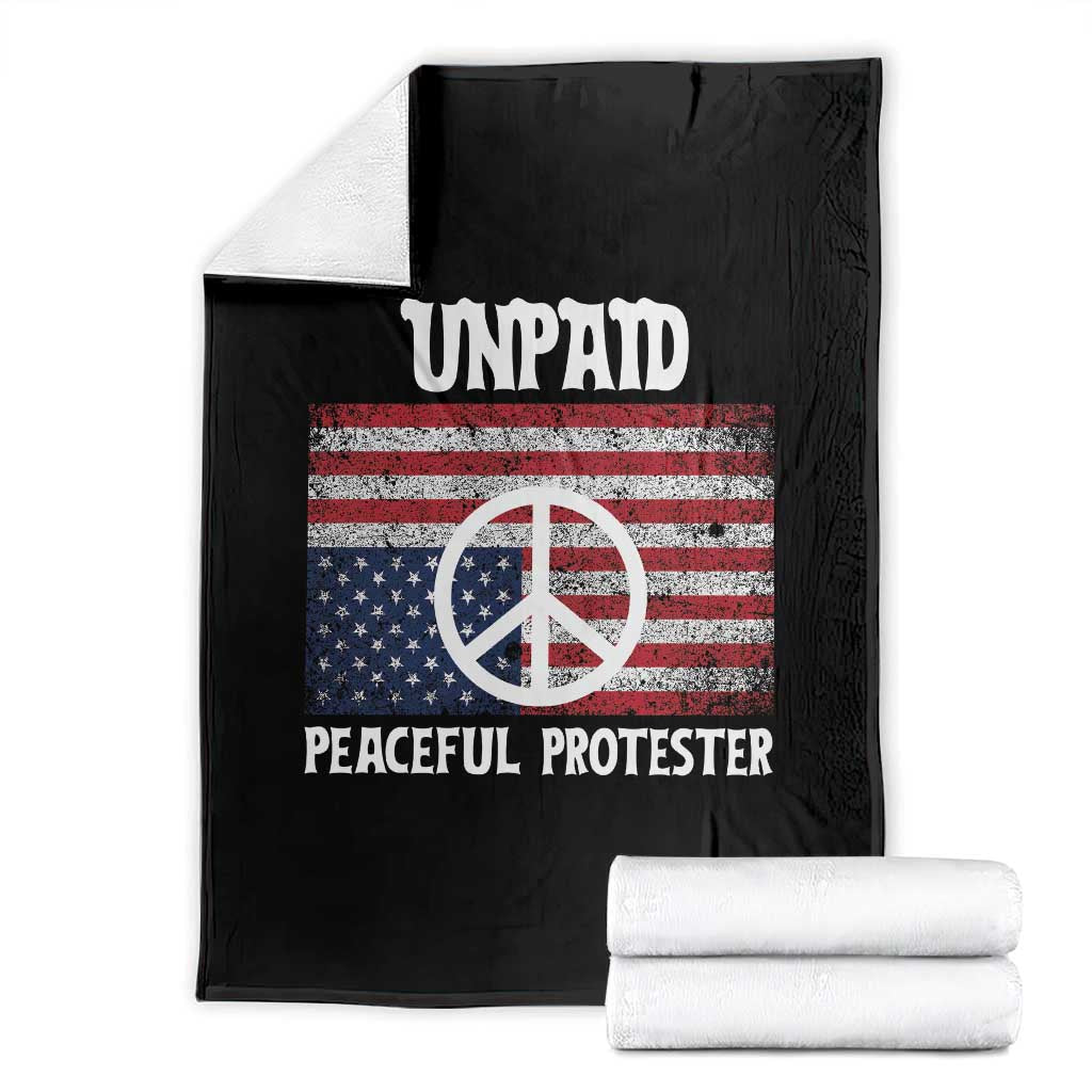 Unpaid Peaceful Protester Throw Blanket Peace Sign Anti War Patriotic US Flag