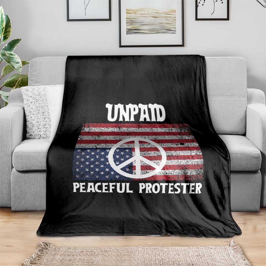 Unpaid Peaceful Protester Throw Blanket Peace Sign Anti War Patriotic US Flag