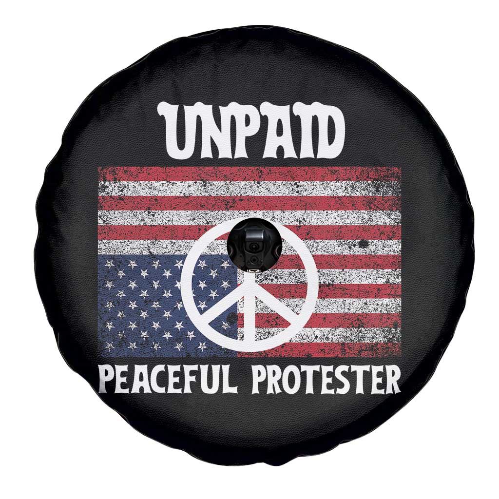 Unpaid Peaceful Protester Spare Tire Cover Peace Sign Anti War Patriotic US Flag