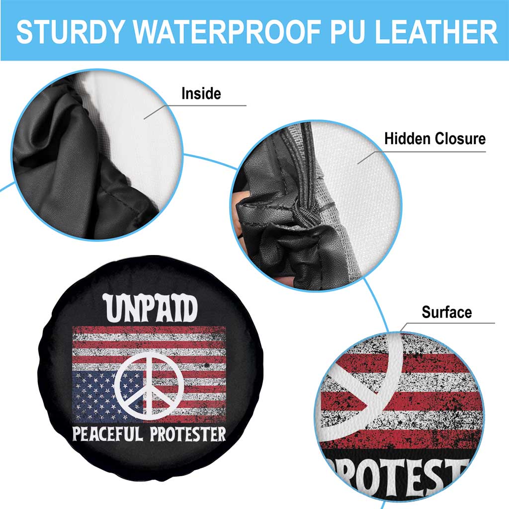 Unpaid Peaceful Protester Spare Tire Cover Peace Sign Anti War Patriotic US Flag