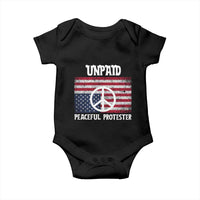 Unpaid Peaceful Protester Baby Onesie Peace Sign Anti War Patriotic US Flag
