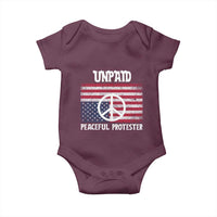 Unpaid Peaceful Protester Baby Onesie Peace Sign Anti War Patriotic US Flag