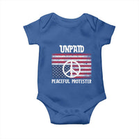 Unpaid Peaceful Protester Baby Onesie Peace Sign Anti War Patriotic US Flag