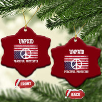 Unpaid Peaceful Protester Ceramic Ornament Peace Sign Anti War Patriotic US Flag