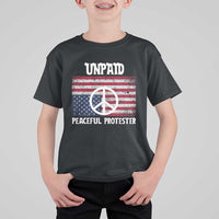 Unpaid Peaceful Protester T Shirt For Kid Peace Sign Anti War Patriotic US Flag