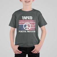 Unpaid Peaceful Protester T Shirt For Kid Peace Sign Anti War Patriotic US Flag