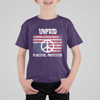 Unpaid Peaceful Protester T Shirt For Kid Peace Sign Anti War Patriotic US Flag