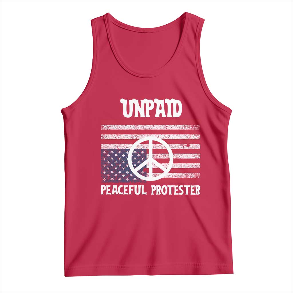 Unpaid Peaceful Protester Tank Top Peace Sign Anti War Patriotic US Flag
